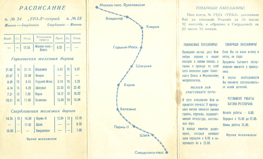 Расписание остановок поезда